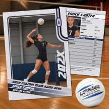 Cartão de Troca de Volei Personalizado Azul Cinza