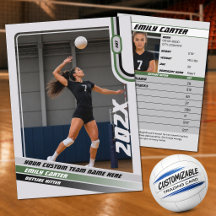 Cartão de Troca de Volei Personalizado Verde Cinza