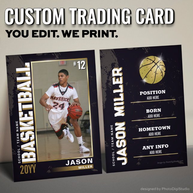 Contato Cartão de Trocas de Basquete, Cartão de Jogador de (Custom Basketball Trading Card, Baller Gold Player Calling Card)
