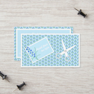 Contato Cartão de Visita de Cabeleireiro Blue Crocuses