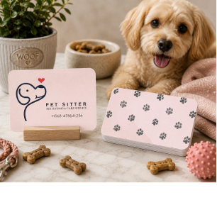 Contato Cartão de Visita de Cuidador de Animais Rosa Moder