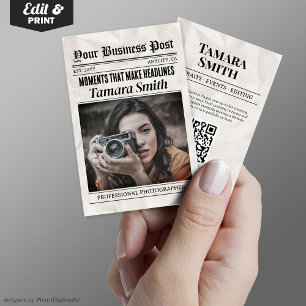 Contato Cartão de visita de jornal, fotógrafo profissional