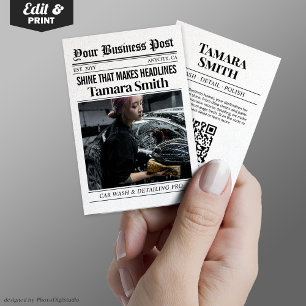 Contato Cartão de visita de jornal, Lava-Automóvel e Detal