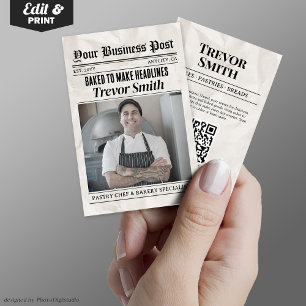Contato Cartão de visita de jornal, pastelaria e padeiro
