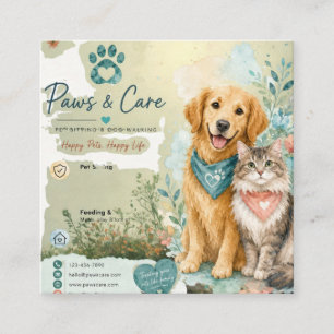 Contato Cartão de Visita de Pet Sitter e Cachorro Walker d
