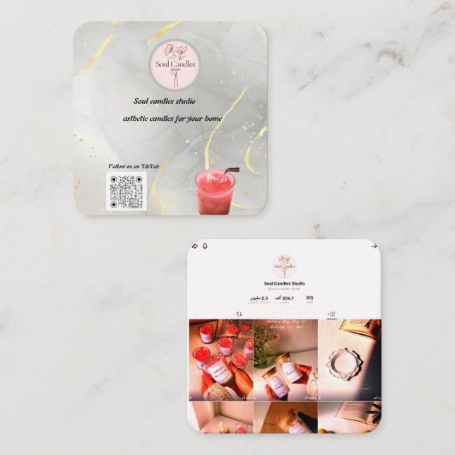 Contato Cartão de visita de Vela Elegante | Soul Candles S (Frente/Verso)