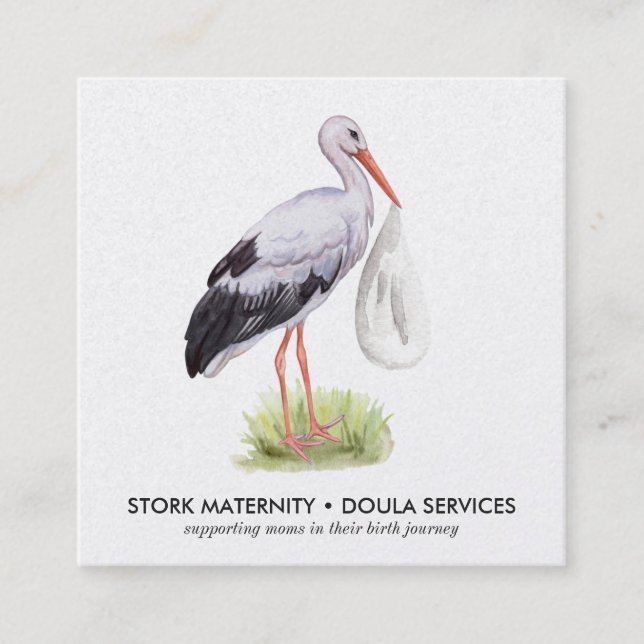 Contato Cartão de visita de Watercolor Stork (Frente)