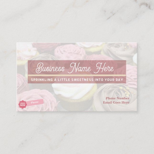 Contato Cartão de Visita | Design cupcake (Frente)
