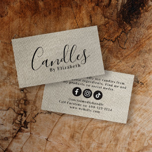 Contato Cartão de visita do Criador de Velas Rustic Burlap