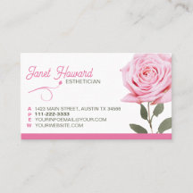 Cartão de Visita Elegante Flor de Rosa Rosa
