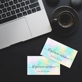 Contato Cartão de Visita Glitter Holográfico Pastel Femini