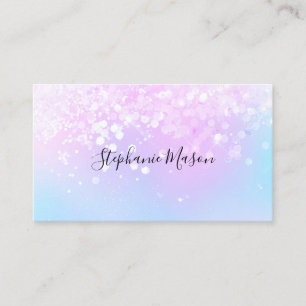 Contato Cartão de Visita Pastel Holográfico Glitter Femini