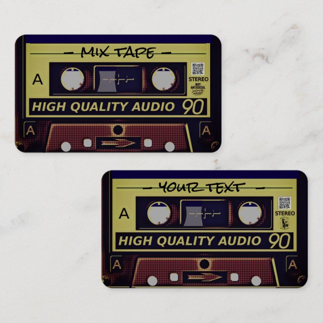 Contato Cartão de Visita Retro Mixtape (Frente/Verso)