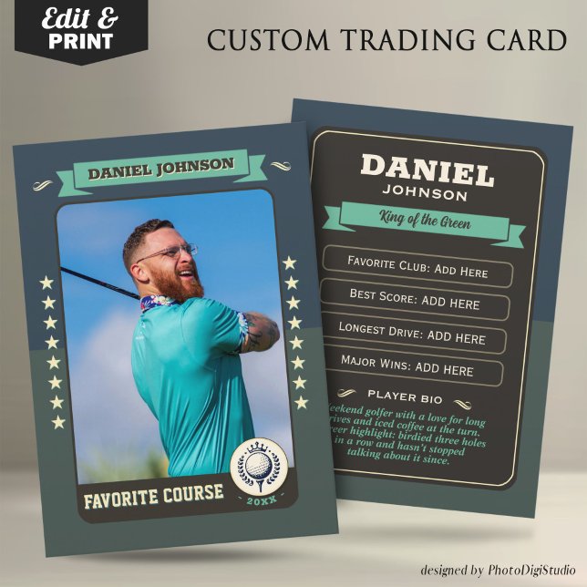 Contato Cartão Personalizado De Tração De Golfe, Cartão De (Custom Golfer Trading Card, Golf Trading Card Custom Gifts for Golfers, Retro Golf Card)