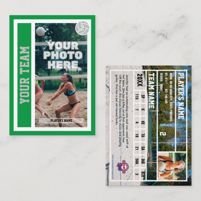Contato Cartão Personalizado de Voleibol de Praia (Kelly G (Frente/Verso)