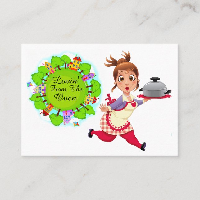 Contato Feliz Chef-Caterer-Mãe-Do Seu Cartão De Cozinha (Frente)