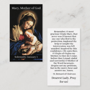 Contato Mary, Mãe de Deus Cartão de Oração
