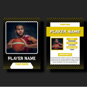 Contato Perfil de Jogador de Basquete em Cartão de Troca P
