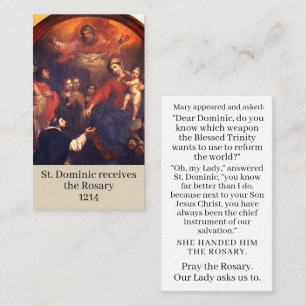 Contato Santo Dominic recebe cartão de oração Rosary