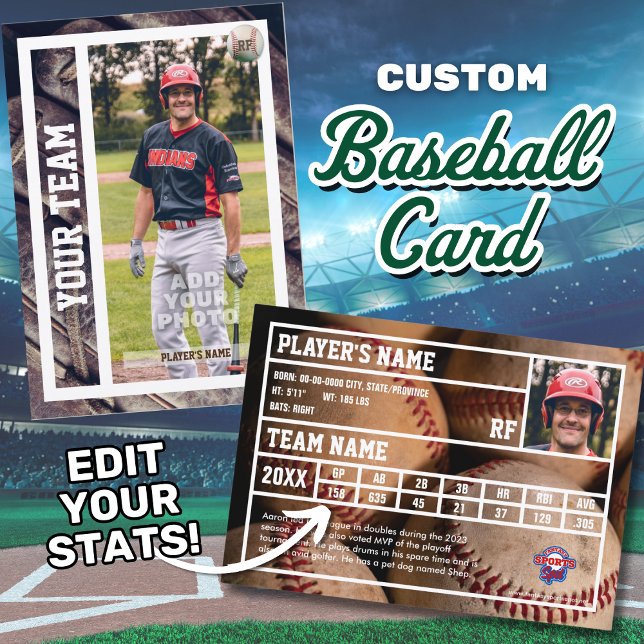 Contato Souvenir Cartão de Negociação do Jogador de Beiseb (Edit your personal baseball stats to customize your own baseball trading card!)