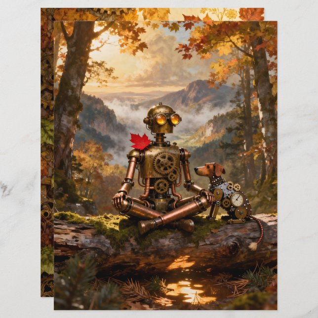 Contemplating Nature Scrapbook Paper (Frente/Verso)