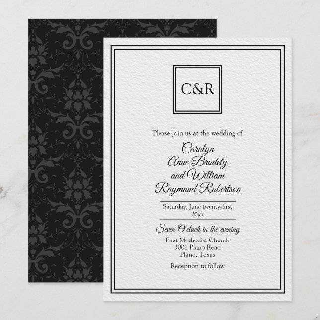 Contemporâneo Chic 2 Convite De Casamento (Frente/Verso)