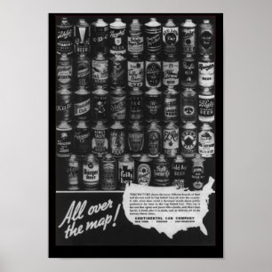 Continental Can Company Cone Top Beer Can Poster