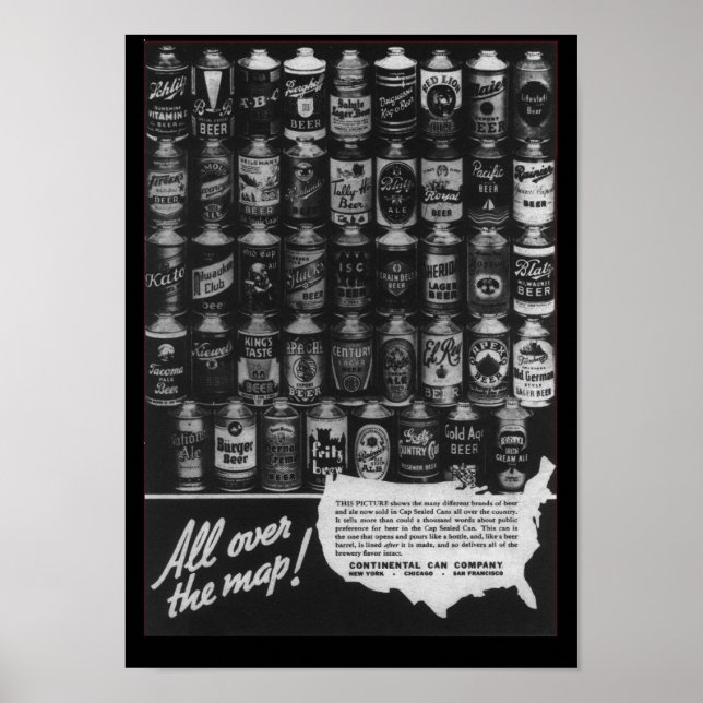 Continental Can Company Cone Top Beer Can Poster (Frente)