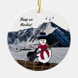 Continue Rockeando Ornamento de Cerâmica de Guitar