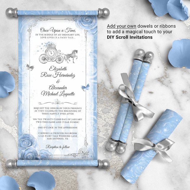 Conto de fada Cinderella Casamento Convites de Rol (DIY Cinderella scrolls do not come with dowels or ribbons. Add your own for an elegant touch!)