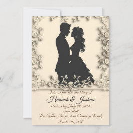 Contorno negro de um convite para casamento de cas