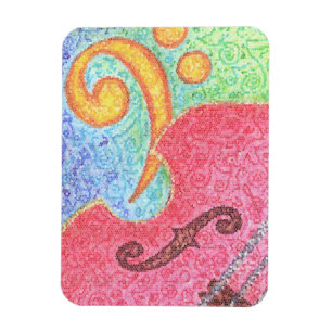Contrabaixo e Clef coloridos - ímã