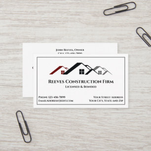 Contrato de construção Roofer Cartão de visita