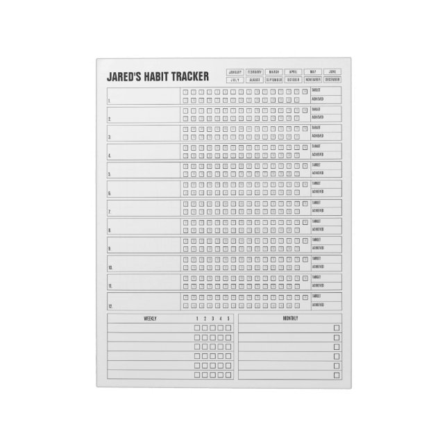 Controlador de Hábito Mensal - Bloco de Notas do P (Invertido)