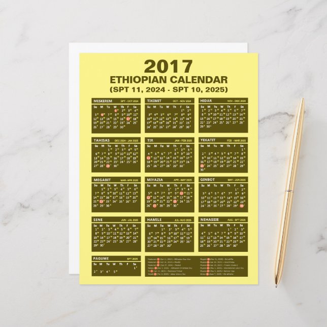 Conversor de Calendário Etíope Spt 2024 para 2025 (Frente/Verso In Situ)