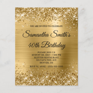 Convidado de Aniversário do Glam Dourado Glittery 
