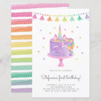 Convidado de aniversário do Rainbow Unicorn Cake