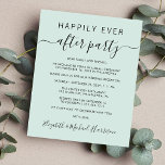 Convidado para Casamento de Casa de Casa de Casa d<br><div class="desc">A luz verde da casa da moeda, amigável ao orçamento, ou anúncio privado de casamento e convite de festas de recepção de casamento ou celebração. A frente apresenta "Felizmente Sempre Depois da Festa" em uma mistura de simples tipografia e um roteiro de tendências com pestanas, seu anúncio de casamento e...</div>