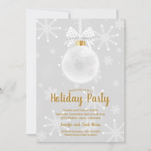 Convidados de Feriado Branco Elegante Snowflakes