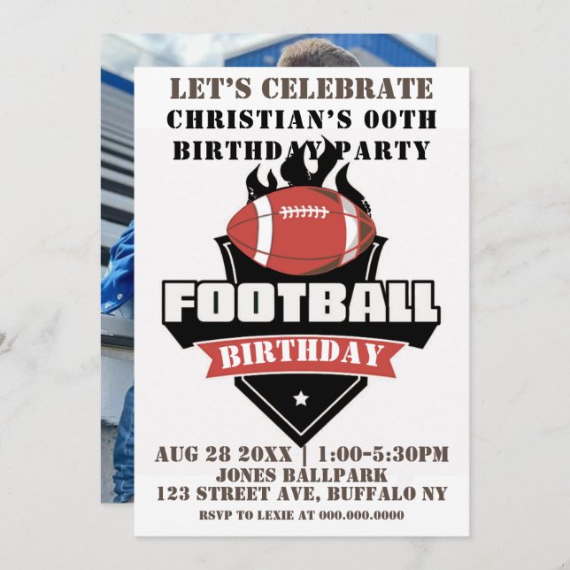 Convidados para Festa de aniversário de Fotos de F (Frente/Verso)