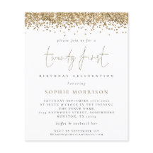 Convidar aniversário de 21 anos de Glitter Dourada