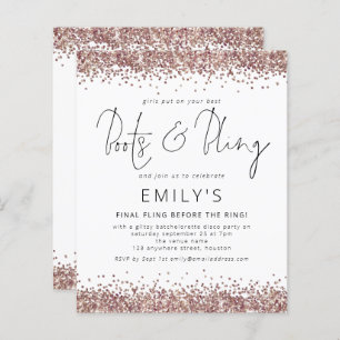 Convidar Disco de Bachelorette Glitter Dourado Ros