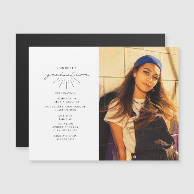 Convidar Foto de Festa de formatura Magnética de A (Frente/Verso)