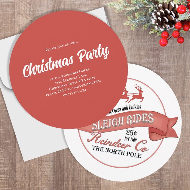 Convite (Christmas holiday party circle invitations.)