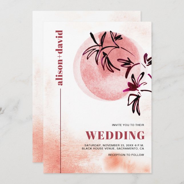 Convite Β rancho e lua Código Qr casamento Japandi (Frente/Verso)