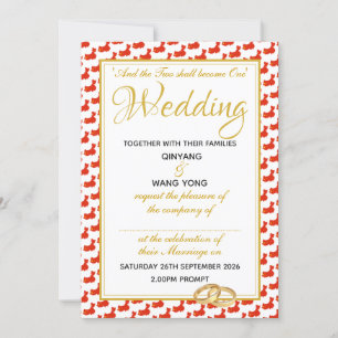 Convite 婚礼 feito sob encomenda do casamento da escritu