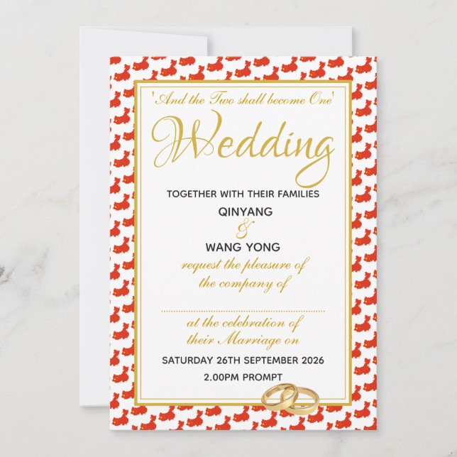 Convite 礼 de Casamento Personalizado 婚 Escritura Cristã CH (Frente)