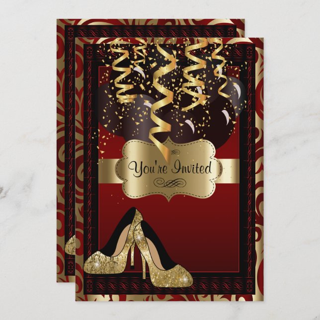 Convite 00ª Festa de aniversário | Leopardo Dourado de sal (Frente/Verso)