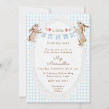 001 Céu Azul Doce Coelhinho Xadrez Baby Shower