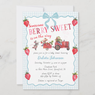 Convite 001 Ginga Azul Celeste Berry Sweet Farm Chá de Beb